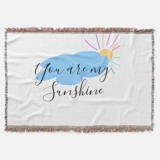 you are my sunshine yellow orange sun rays clouds スローブランケット (正面)