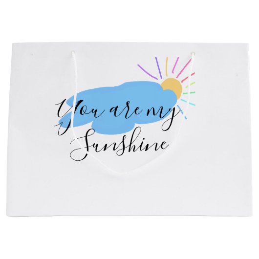 you are my sunshine yellow orange sun rays clouds ラージペーパーバッグ (正面)