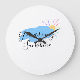 you are my sunshine yellow orange sun rays clouds ラージ壁時計