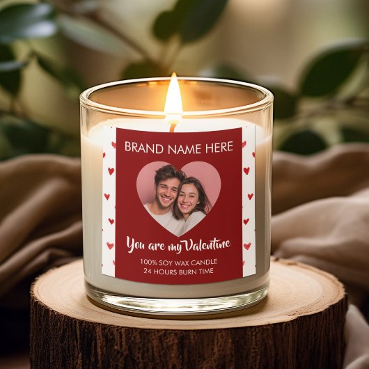 You Are My Valentine Custom Photo Candle Labels  スクエアシール