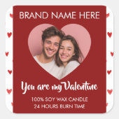 You Are My Valentine Custom Photo Candle Labels  スクエアシール (正面)