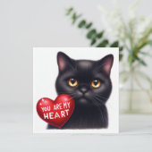 You Are My Valentine Heart Poem Black Cat Holiday  カード (スタンド正面)
