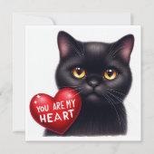You Are My Valentine Heart Poem Black Cat Holiday  カード (正面)