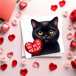 You Are My Valentine Heart Poem Black Cat Holiday  カード