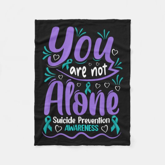 You Are Not Alone Suicide Prevention Awareness  フリースブランケット (正面)
