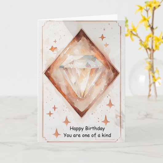 You Are One of a Kind Diamond Birthday Gift カード (黄色い花)