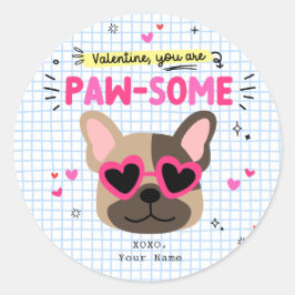 You are Paw-some Dog Pun Kids Classroom Valentine ラウンドシール