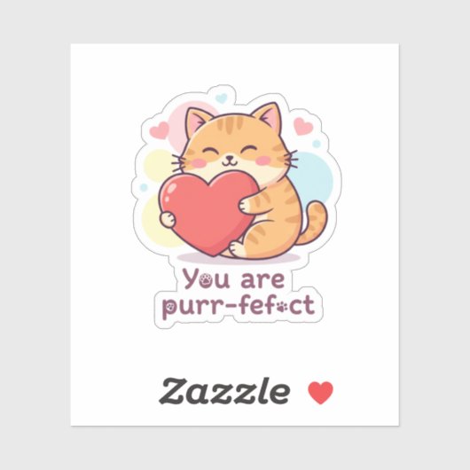 You Are Purr-fect Cute Cat Pun Valentine Sticker シール (シート)