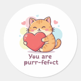 You Are Purr-fect Cute Cat Pun Valentine Sticker ラウンドシール