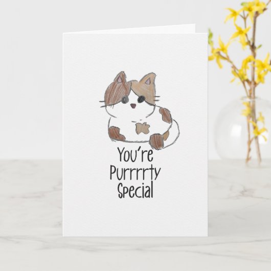 You are Purrrrty Special Cute Kitty Greeting Card カード (黄色い花)