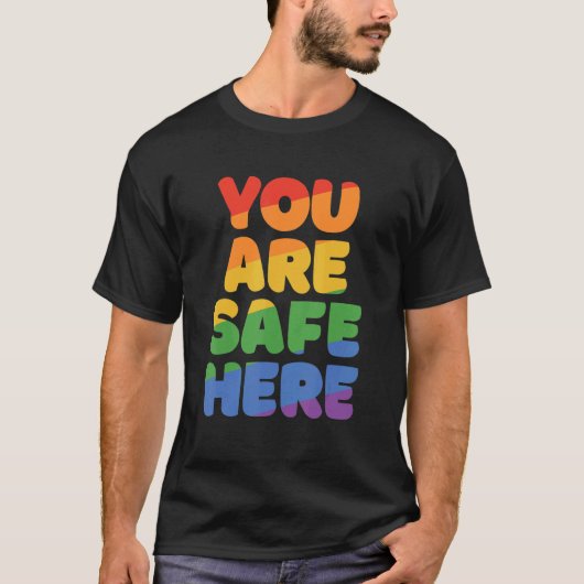 You Are Safe With Me Rainbow Pride Lgbtq Gay Trans Tシャツ (正面)
