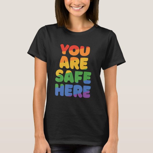 You Are Safe With Me Rainbow Pride Lgbtq Gay Trans Tシャツ (正面)