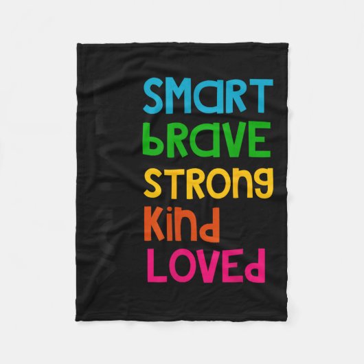 You Are Smart Brave Strong Kind Loved Motivation T フリースブランケット (正面)
