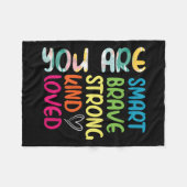 You Are Smart Brave Strong Kind Loved Motivation T フリースブランケット (正面(横))