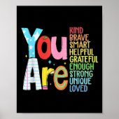 You Are Smart Brave Strong Kind Loved Motivation T ポスター (正面)