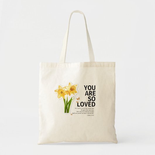 You Are So Loved Floral Christian トートバッグ (正面)