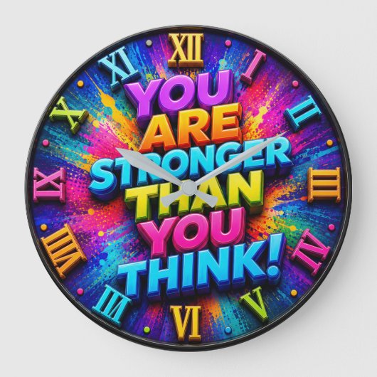 You Are Stronger Than You Think Colorful ラージ壁時計 (正面)