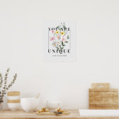 You are Unique Floral Slogan ポスター (キッチン)
