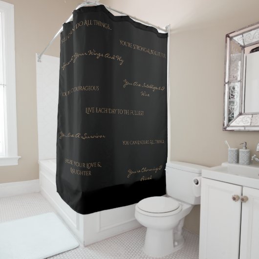 You Are Uplifting Shower Curtain-Black/Tan シャワーカーテン (インサイチュ)
