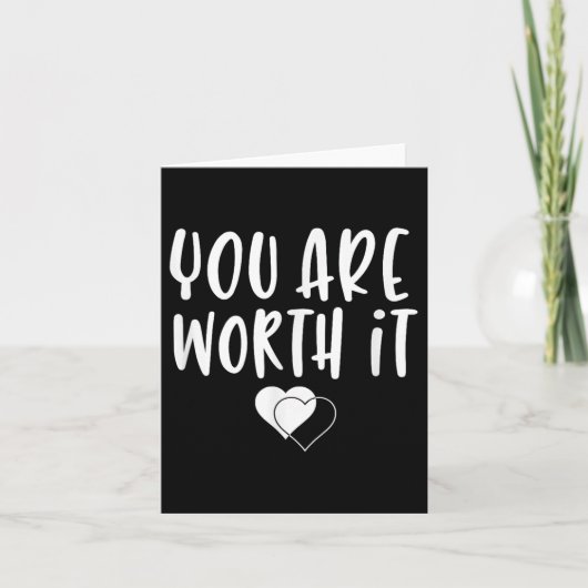 You Are Worth It Cute Motivational Women Hearts De カード (正面)
