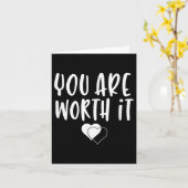 You Are Worth It Cute Motivational Women Hearts De カード (黄色い花)