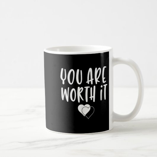You Are Worth It Cute Motivational Women Hearts De コーヒーマグカップ (右)