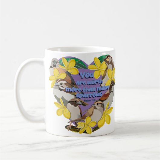 You are worth more than many sparrows コーヒーマグカップ (左)