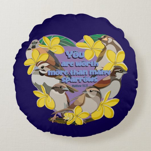 You are worth more than many sparrows ラウンドクッション (正面)