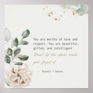 You are worthy love and respect quote poster ポスター