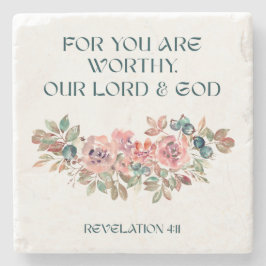 You Are Worthy — Watercolor Floral Stone Coaster ストーンコースター