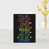 You Are Worthy You Are Loved Suicide Prevention Aw カード (黄色い花)