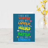 You Are Worthy You Are Loved Suicide Prevention Aw カード (黄色い花)