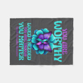 You Are Worthy You Are Loved You Are Needed  フリースブランケット (正面(横))