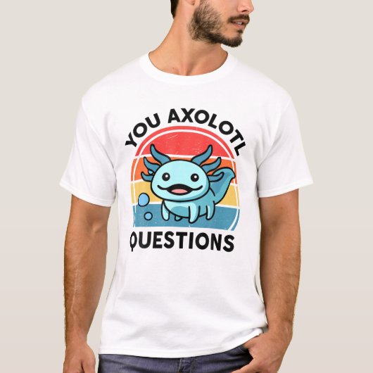 You Axolotl質問ユース子供かわいい青Axolotl Tシャツ (正面)