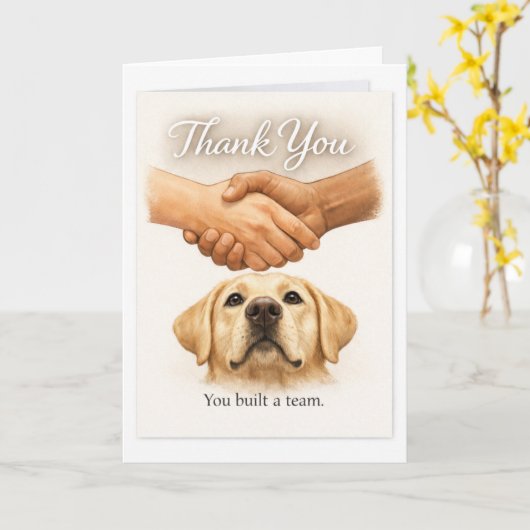 You Built a Team – Yellow Labrador Guide Dog カード (黄色い花)