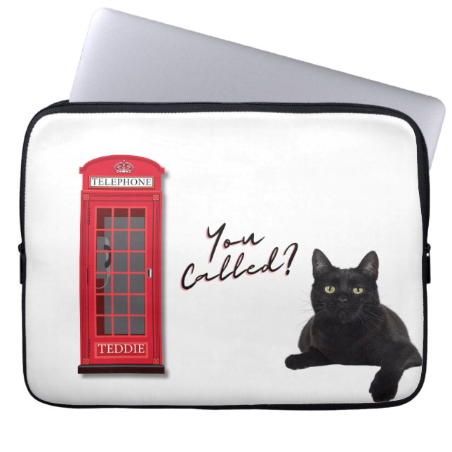 'You Called?' Customizable London Cat Red Phone  ラップトップスリーブ (正面)