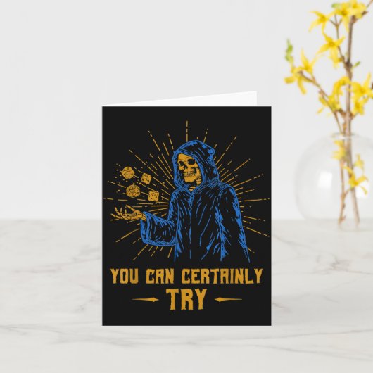 You Can Certainly Try Skeleton Wizard Fantasy Meme カード (黄色い花)