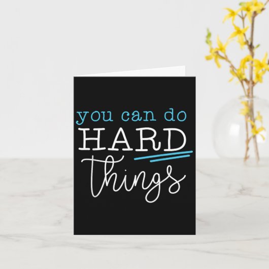 You Can Do Hard Things Insrational Quote Motivatio カード (黄色い花)