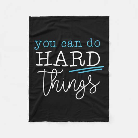 You Can Do Hard Things Insrational Quote Motivatio フリースブランケット (正面)