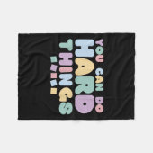 You Can Do Hard Things Insrational Quotes Motivati フリースブランケット (正面(横))