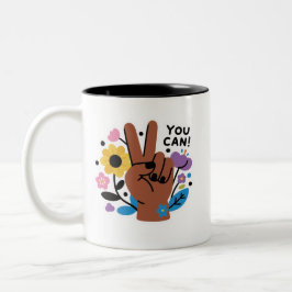 You Can Floral Peace Sign Two-Tone Coffee  ツートーンマグカップ