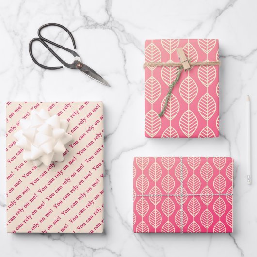 You Can Rely on Me Minimal Pattern & Quote Design ラッピングペーパーシート (正面)