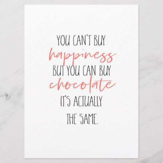 You can't buy happiness but you can buy chocolate メニュー (正面)