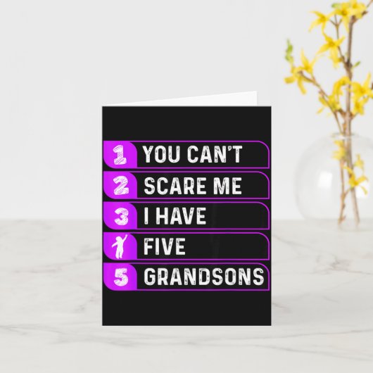 You Can't E Me I Have Five Grandsons Funny Grandma カード (黄色い花)
