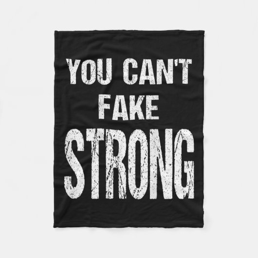 You Can't Fake Strong Werlifting Motivation Tee  フリースブランケット (正面)
