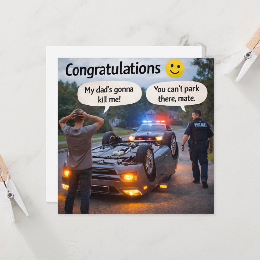 You can't park there make funny congratulations カード (正面/裏面インサイチュ)