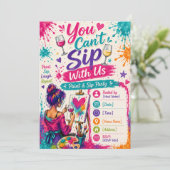 You Can't Sip With Us ペイント&ワイン飲み会パーティー招待状 招待状 (スタンド正面)