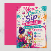 You Can't Sip With Us ペイント&ワイン飲み会パーティー招待状 招待状 (正面/裏面)