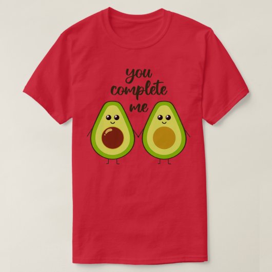 You complete me cute avocado holding hands tシャツ (デザイン正面)