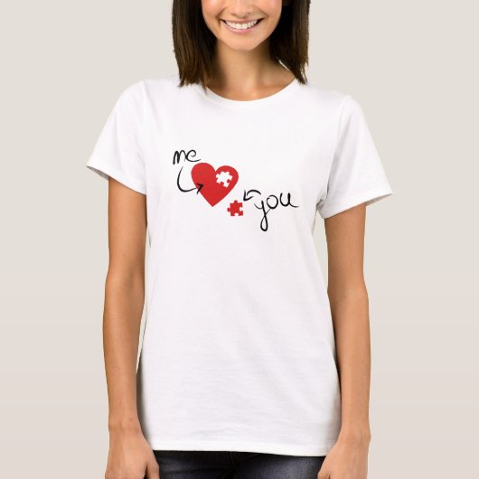 You Complete Me – Puzzle Heart Love Symbol Tシャツ (正面)